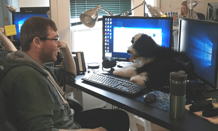 employee with his dog