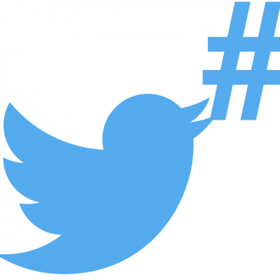 # twitter bird logo and hashtag