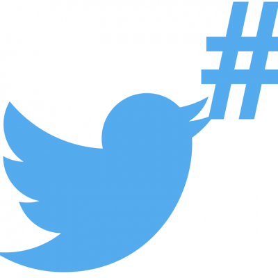 twitter bird logo and hashtag