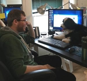 employee and his dog