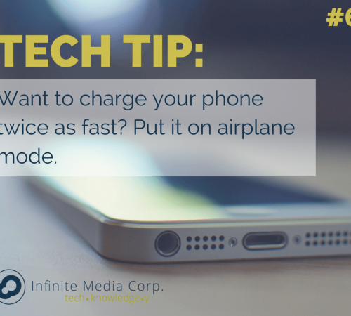 Tech Tip of the Week Want to charge your phone twice as fast? Put it on airplane mode