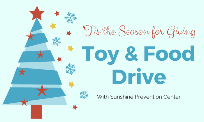 tis the season for giving toy and food drive with sunshine prevention center