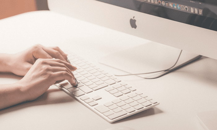 woman typing email