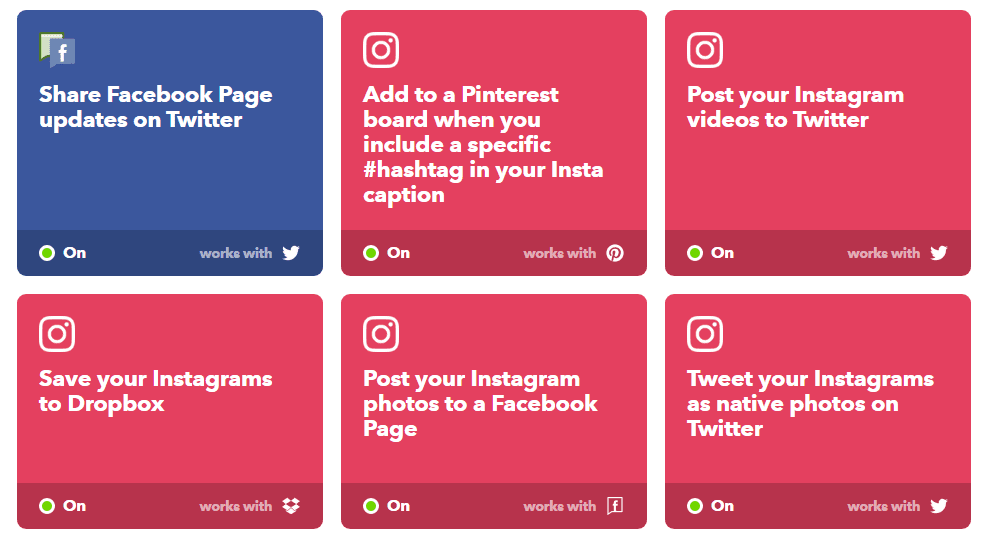 example of favorite instagram applets on ifttt